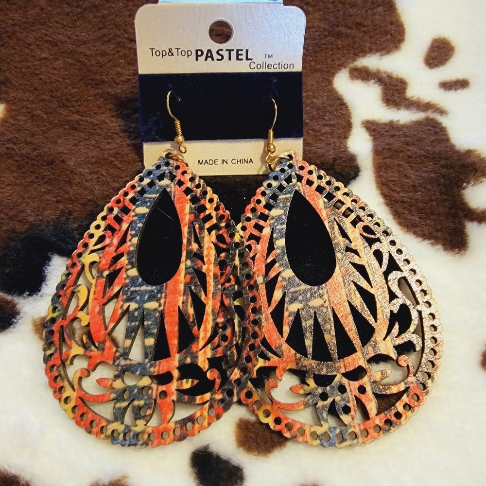 Colorful Wooden Dangle Earrings
